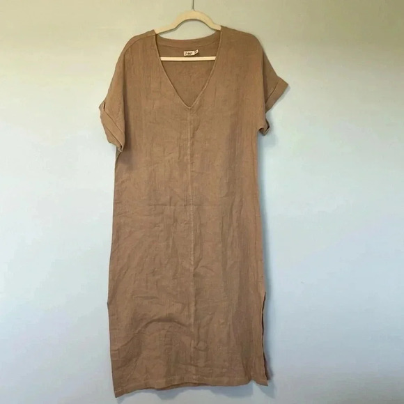 Faherty 100% organic cotton tan dress  M/L - Picture 1 of 6